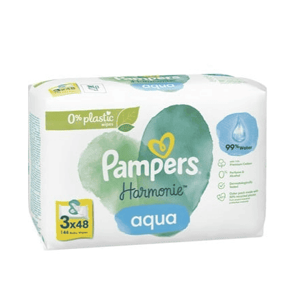  PAMPERS HARMONIE AQUA Мокри кърпи, 3x48бр.