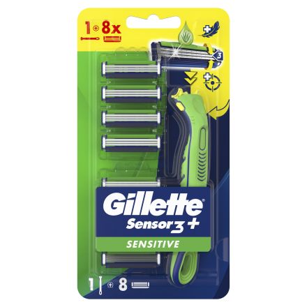GILLETTE  SENSOR 3 SENSITIVE Самобръсначка за мъже + 8 резервни ножчета