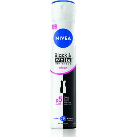 NIVEA INVISIBLE ON BLACK & WHITE CLEAR Део спрей дамски, 200 мл