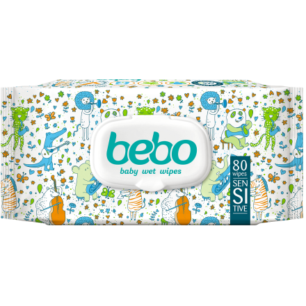 BEBO Влажни кърпички Sensitive, 80бр
