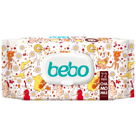 BEBO Влажни кърпички с екстракс от лайка с капак, 72бр