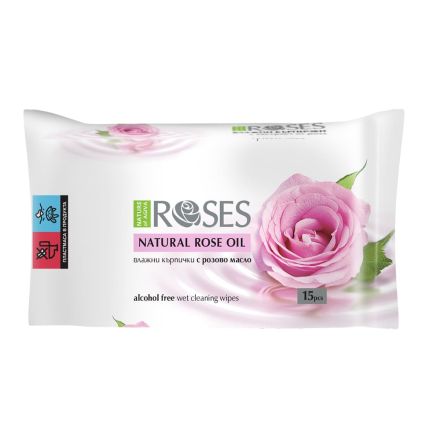 NATURE OF AGIVA Влажни кърпи с розово масло,  15бр.