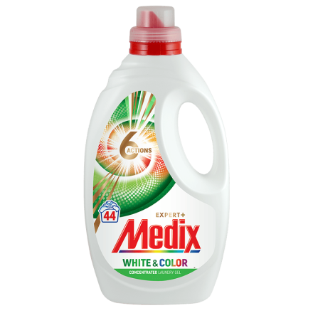  MEDIX WHITE & COLOR Течен перилен препарат за бели и цветни тъкани , 2.2л./44 пранета