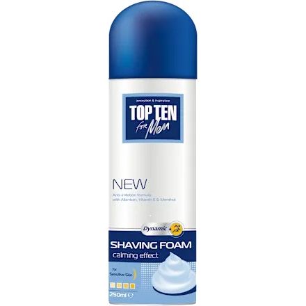 TOP TEN FOR MAN Пяна за бръснен чувствителна кожа, 250 мл.