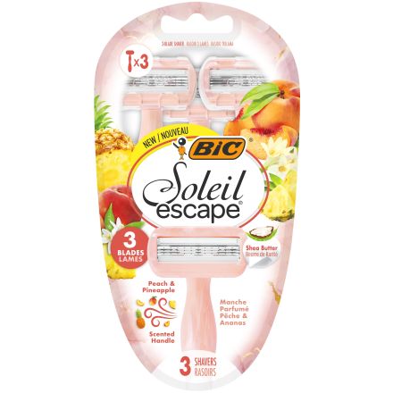 BIC SOLEIL ESCAPE 3 Дамска еднократна самобръсначка праскова&ананас, 3 бр/оп.