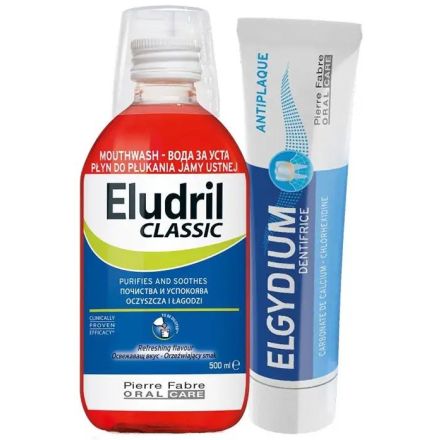ELUDRIL CLASSIC Вода за уста, 500мл.+ANTI-PLAQUE паста за зъби, 100мл.