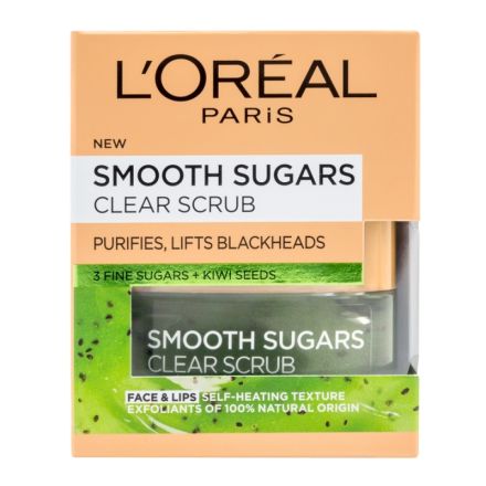 L'OREAL PARIS SMOOTH SUGARS GLOW SCRUB Ексфолиращ крем KIWI SEEDS, 50 мл.