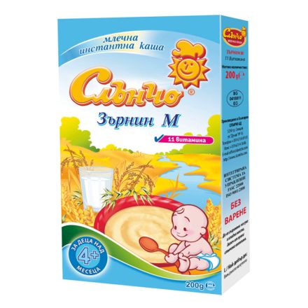 СЛЪНЧО Млечна каша Зърнин М каша 4+ месеца, 200 г