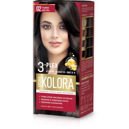 AROMA COLOR Боя за коса 02 Тъмен кестен, 45 мл.