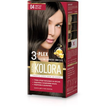 AROMA COLOR Боя за коса 04 Светъл кестен, 45 мл.