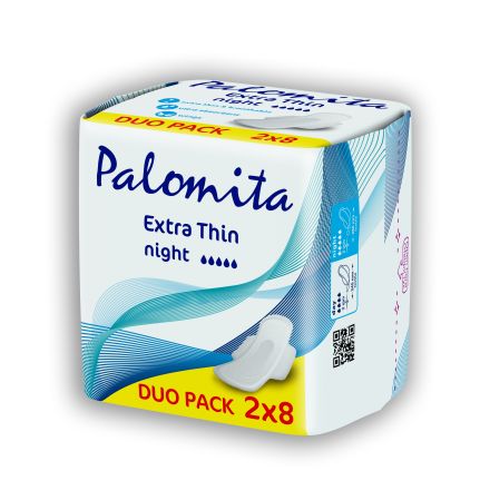 PALOMITA DUO Дамски превръзки нощни екстра тънки текстилни,16бр. 