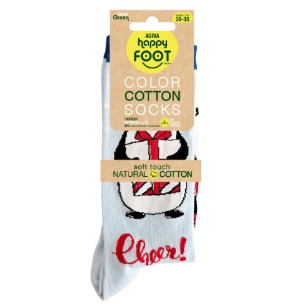 HAPPY FOOTTOPIA Коледни чорапи бели р-р 35-39, 1 чифт