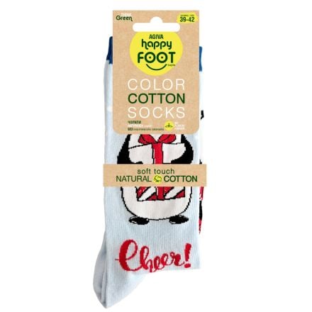 HAPPY FOOTTOPIA Коледни чорапи бели р-р 39-42, 1 чифт