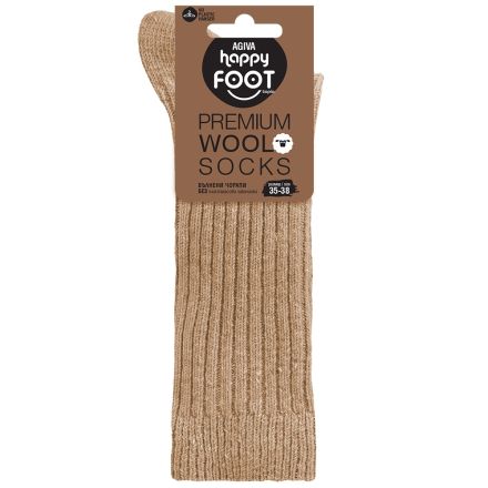 HAPPY FOOTTOPIA Чорапи вълна бежови, р-р 35-38