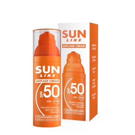 SUN LIKE ANTI-AGE Слънцезащитен крем за лице SPF 50, 50 мл