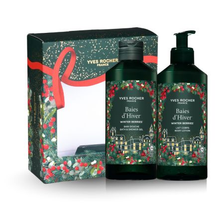 YVES ROCHER Комплект "зимни плодове " душ гел 400мл.+мляко за тяло 390мл. + кутия