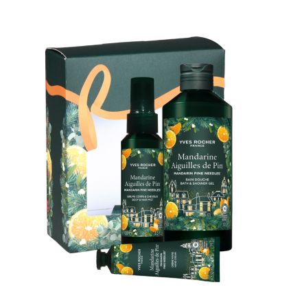 YVES ROCHER Комплект мандарина душ гел+мист 100+крем за ръце 30+кутия