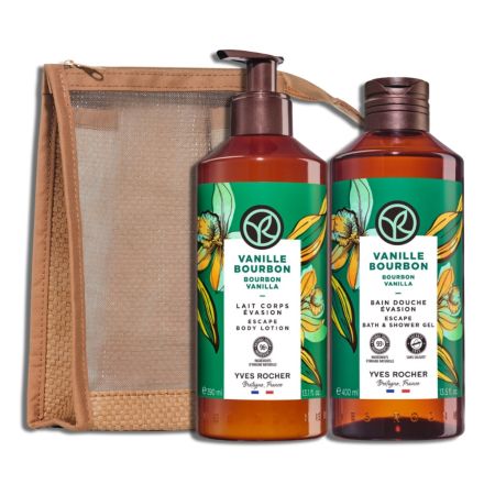 YVES ROCHER Комплект ванилия душ гел 400мл+мляко 390мл+несесер