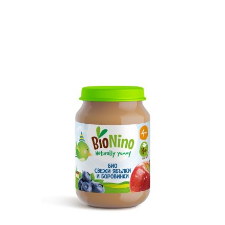 BIONINO 2157 Био пюре ябълки и боровинки, 4+М 190ГР