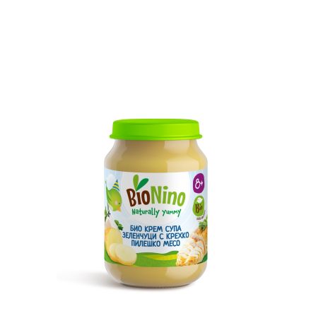 BIONINO 2379 Био крем супа със зеленчуци,сирене и пилешко месо,8+М 190ГР
