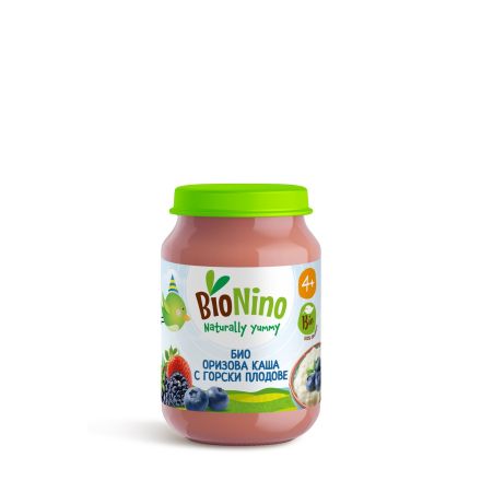 BIONINO 2430 Био пюре оризова каша с горски плодове, 4+М 190ГР 