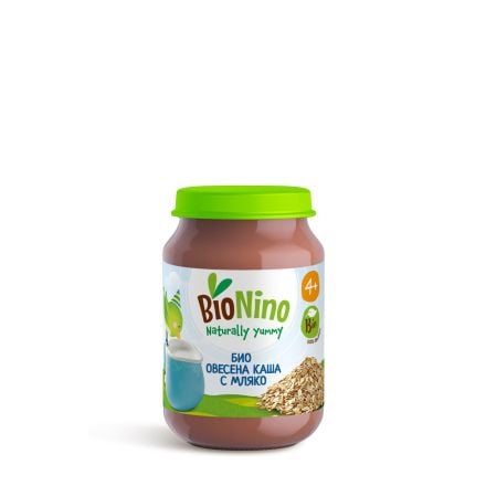BIONINO 2454 Био пюре овесена каша с мляко, 4+М 190ГР