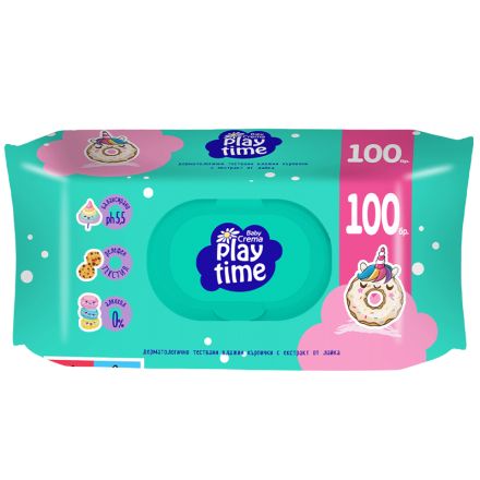 BABY CREMA PLAY TIME Мокри кърпички с лайка, 100 бр.