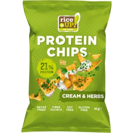 RiceUP! Протеинов чипс сметана и билки, 60гр.