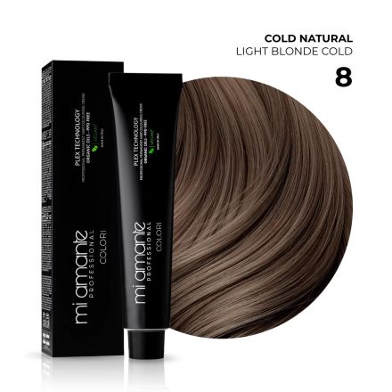 MI AMANTE COLORI 8 LIGHT BLONDE COLD Професионална боя за коса, 100мл.