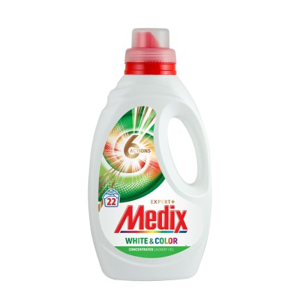 MEDIX WHITE & COLOR –  Течен перилен препарат за бели и цветни тъкани, 22 пранета