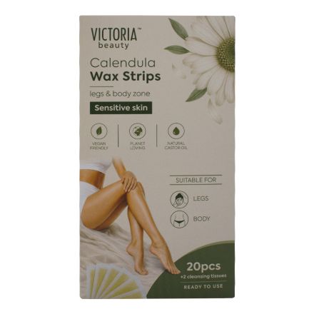 VICTORIA BEAUTY VEGAN Епилиращи ленти за лице и бикини зона с невен,  20 бр.