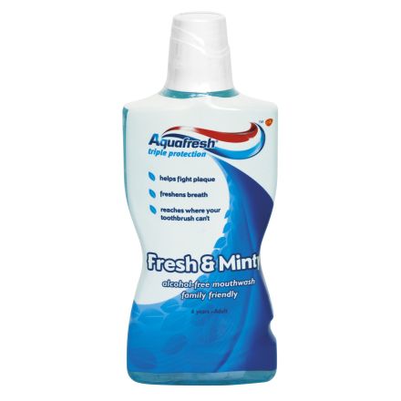 AQUAFRESH TRIPLE PROTECTION FRESH & MINTY Вода за уста с ментов вкус, 500 мл.