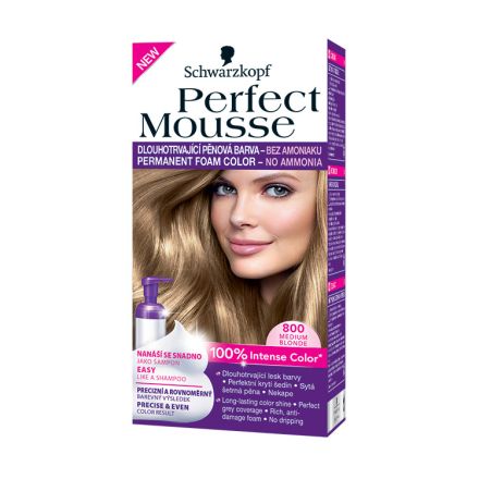 SCHWARZKOPF PERFECT MOUSSE Мус боя за коса 800 Medium blonde