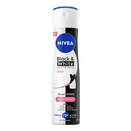 NIVEA INVISIBLE ON BLACK & WHITE CLEAR Дамски део спрей, 150 мл