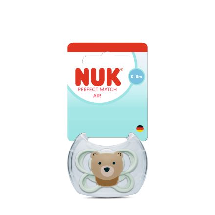 NUK PERFECT MATCH AIR Силиконова залъгалка мече 0-6м.