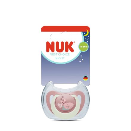 NUK FIRST CHOICE Силиконова залъгалка заек 18+м.