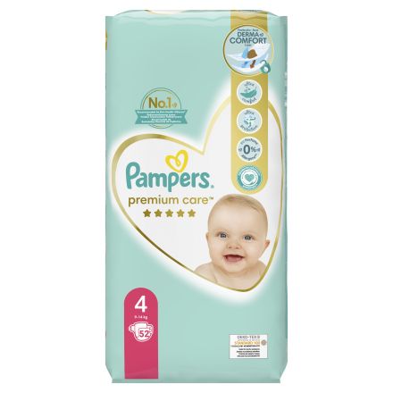 PAMPERS PREMIUM CARE Бебешки пелени за еднократна употреба Maxi размер 4, 8-14 кг., 52 бр.