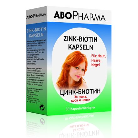 ABOPHARMA Цинк-биотин за кожа, коса и нокти, 30 табл.