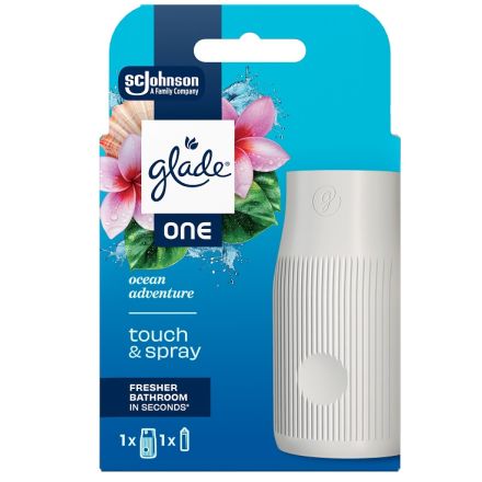 GLADE ONE TOUCH & SPRAY Спрей ароматизатор за баня и тоалетна с пълнител океан, 10мл.