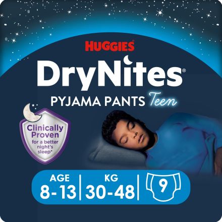 HUGGIES DRYNITES TEEN Гащи-пижама сини, 8-13г., 30-48кг., 9бр.