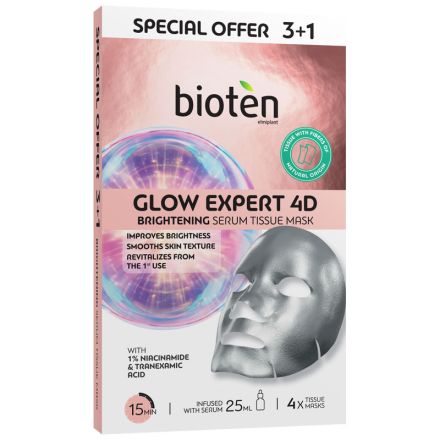 BIOTEN GLOW EXPERT4D MULTIPACK Маски за лице, 3+1