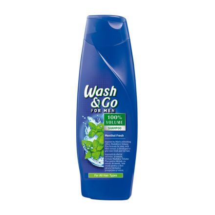 WASH&GO MENTHOL FRESH Шампоан за мъже ALL HAIR TYPES, 400 мл.