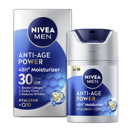 NIVEA MEN ANTI-AGE HYALURON + Q10 Крем за лице против бръчки SPF 30, 50мл.