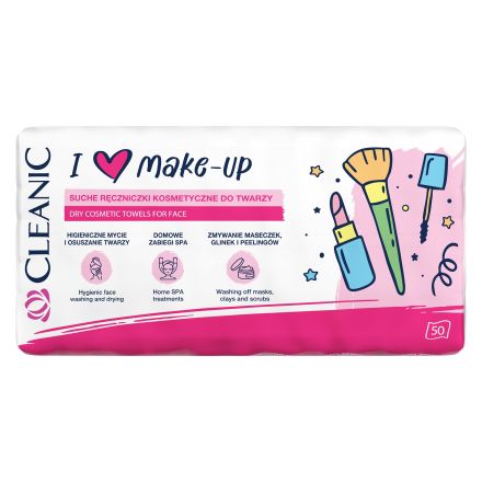 CLEANIC I LOVE MAKE-UP Сухи козметични кърпи, 50бр.