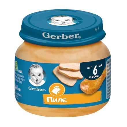 GERBER Еднокомпонентно пюре пилешко месо 6+ месеца, 80 г