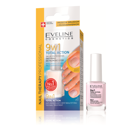EVELINE FOOT NAILS THERAPY TOTAL ACTION Интензивен заздравител 9в1, 12 мл.