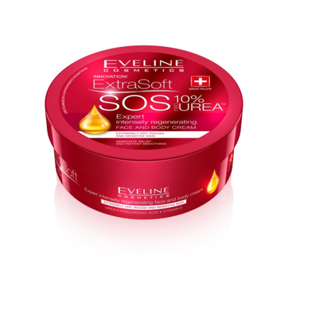 EVELINE EXTRA SOFT SOS Възстановяващ крем за лице и тяло 10% урея, 175 мл.