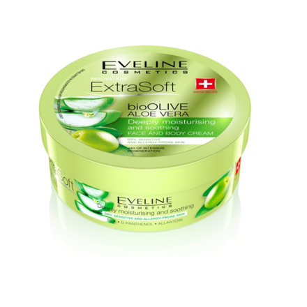 EVELINE EXTRA SOFT Овлажняващ и успокояващ крем за лице и тяло, 175 мл