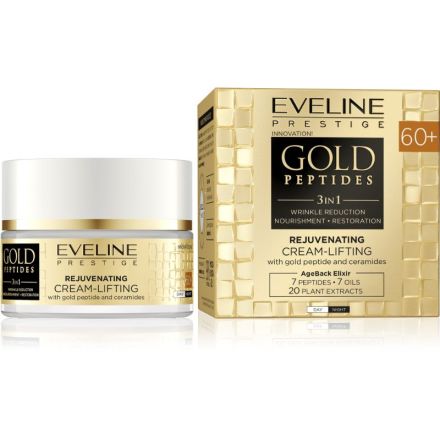 EVELINE GOLD PEPTIDES 60+ Дневен/нощен лифтинг крем, 50мл.