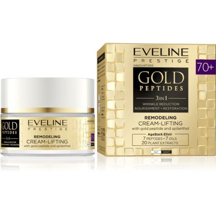 EVELINE GOLD PEPTIDES 70+ Дневен/нощен лифтинг крем, 50мл.